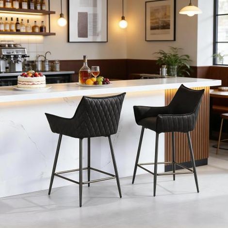 Chaises de bar au style vintage conception ergonomique dotées d'accoudoirs et d'un dossier incurvé (conviennent comme chaises de repas ou de détente lot de 2). (1/5)