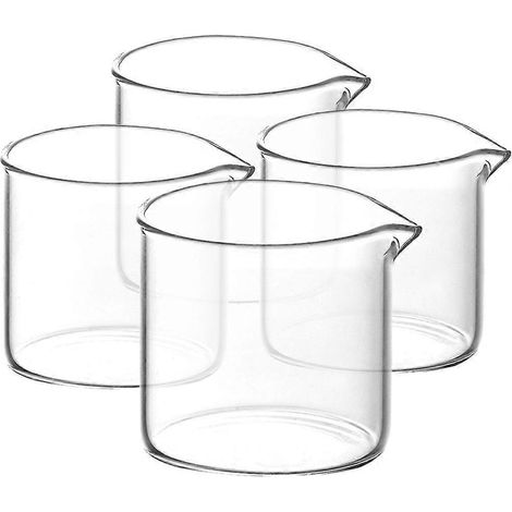 Lot de 4 distributeurs de lait transparents en verre, pichets à lait et distributeurs de jus vintage pour restaurant-6.00X5.50X5.00CM-Transparent (1/3)