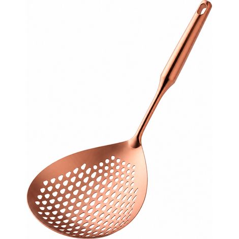Grande écumoire/passoire en acier inoxydable 304 avec maille de qualité alimentaire  convient aux cuisines domestiques et professionnelles  idéale pour écumer l'huile et égoutter l'eau  finition or ro (1/5)