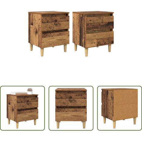 Tiroir - Meubles de lit avec tiroir 2 pcs Bois Ancien 40 x 35 x 50 cm (1/5)