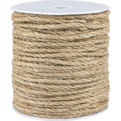 50M Corde de Jute 4MM Corde Chanvre Ficelle Corde Ficelles de Jardinage pour Le Camping,Décoration,Bricolage,Jardinage (1/5)