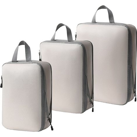 Compression Packing Cubes - Polyester - 30x35x2 cm - 35x25x10 cm - 40x30x10 cm - For Suitcase Organization - Set Of 3 (1/5)