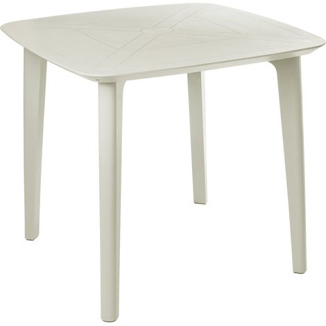 Mesa de jardín de material sintético de 4 plazas resistente a la intemperie al aire libre patio beige claro Sorico
