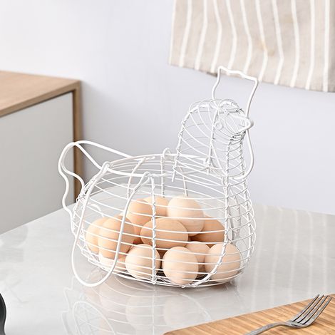 KOWOLL Panier à œufs en fil de fer, panier de rangement pour œufs, décoration de Pâques, pour transporter et ramasser fruits, œufs de poule et légumes (1/5)