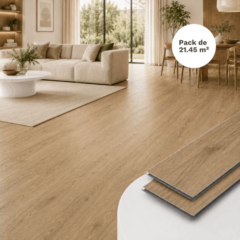 SPC Vinylboden Eiche Hell Klick-System 21,45 m² - Integrierte Trittschalldämmung, 0,5 mm Nutzschicht (1/5)