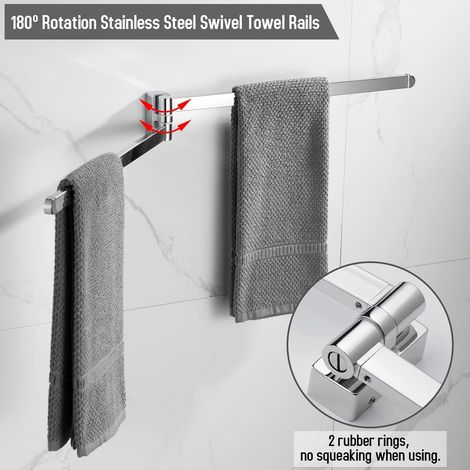 Porte-Serviettes pivotant chromé en Acier Inoxydable avec 2 Barres pivotantes (1/4)