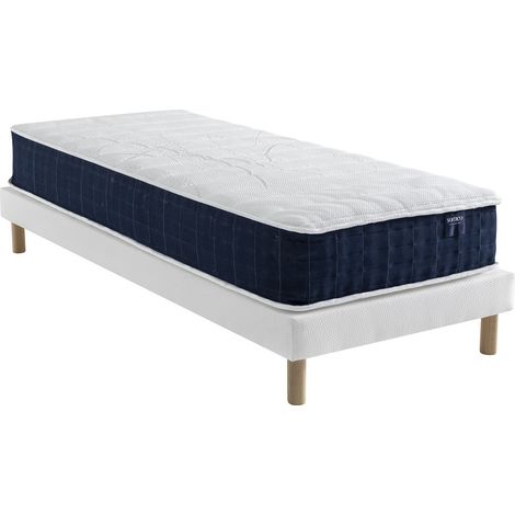 Ensemble matelas ressorts, sommier Lune et pieds Rêve 400 - SOMEO 80x200 (1/5)