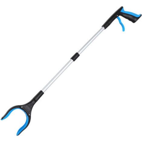 Pr Outil de ramassage, pince télescopique en aluminium de 82 cm avec tête pivotante à 360°, poignée ergonomique et embout magnétique, pour la collecte des déchets (bleu) (1/4)