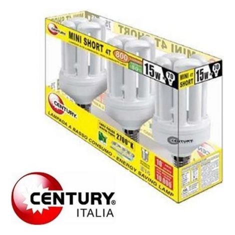 LAMPADINE SET 3 PZ RISPARMIO ENERGETICO 4TUBI 15W/75W E14 LUCE CALDA