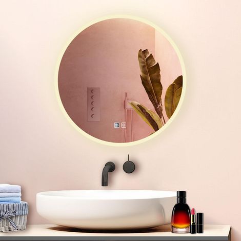 600600MM Round Mirror with Dimmable 3 Colors LED, Demister, Memory Function, Touch and wall switch (1/5)