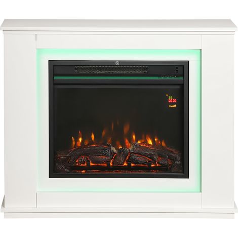 HOMCOM Caminetto Elettrico con Fiamma a 12 Colori e 5 Luminosità 98x25x80 cm