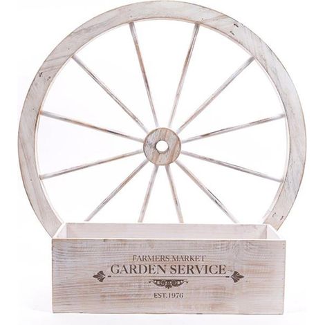 Fioriera con ruota in legno per fiori e piante da giardino e esterno -40 cm