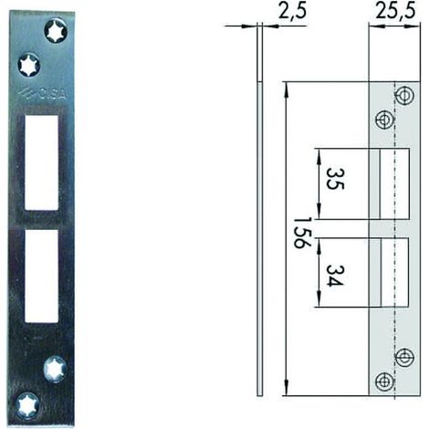 Contropiastra per serrature infilare profilati in ferro 06232 01 - mm.156x25,5 spessore mm.2,5 (06232 01) - 5 pz