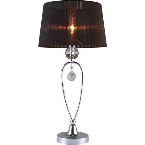 Lampada da tavolo Vivien Italux cromo paralume nero E14