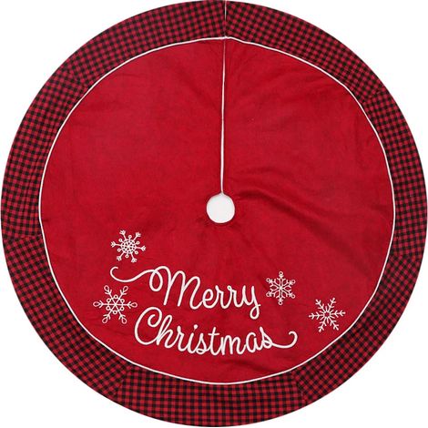 Jupe de sapin de Noël à carreaux noirs et rouges pour la maison (1/5)
