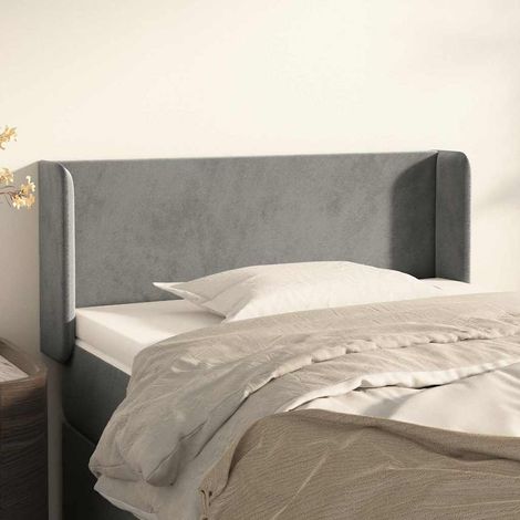 vidaXL Tête de lit avec oreilles Gris clair 93x16x78/88 cm Velours (1/5)