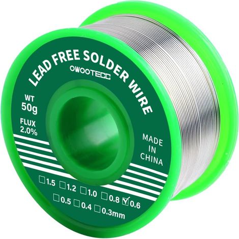 Solder, Lead-Free Soldering Wire with Rosin Core for Electric Soldering and DIY (Sn99.3 Cu0.7/0.6 mm, 50 g) (1/5)