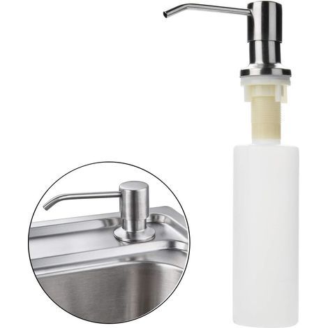 Distributeur de savon en acier inoxydable et bouteille en PP, distributeur de savon durable pour évier de cuisine (300 ml) (1/5)