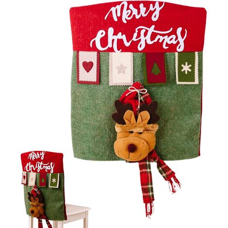 Housses de chaises de Noël, décorations de fêtes mignonnes à motifs de dessins animés (1/5)