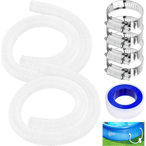 Tuyau Piscine 32mm, Paquet de 2 Tuyau Piscine, Tuyau pour Piscine Hors Sol, 100 cm Tuyau Aspirateur Piscine avec 4 Colliers de Serrage Métalliques pour Piscines Hors Sol, Spa, Pompe à Filtre (1/5)