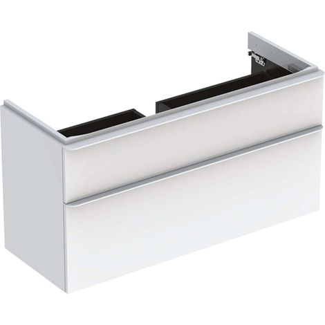 Geberit Smyle Square - Meuble pour lavabo, 118x47x62 cm, 2 tiroirs, blanc brillant / blanc mat 500.355.00.1 (1/3)