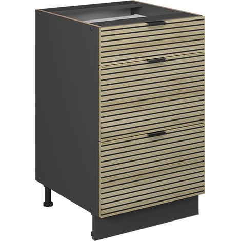Mobiletto base per cucina Fame-Line, Pannello in quercia, 50 cm senza piano di lavoro, Vicco