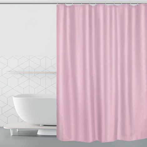 Duschvorhang 180x200cm wasserdicht 12 Ringe weiß Rosa (1/5)