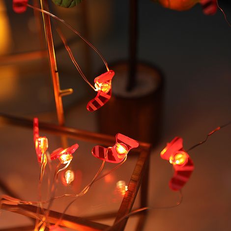MINKUROW Cadena De Luces Led De Calcetín Navideño, 2 M 20 Luces Led De Decoración Navideña, Cadena De Luz De Calcetín Navideño, Para El Hogar, Jardín De Navidad, Dormitorio Y Decoración (Paquete De 2  (1/4)