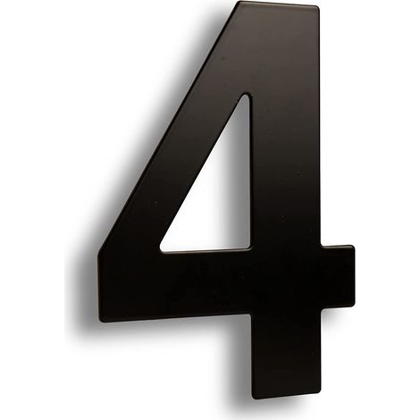 Numero 4 en acero inoxidable 152 mm Negro