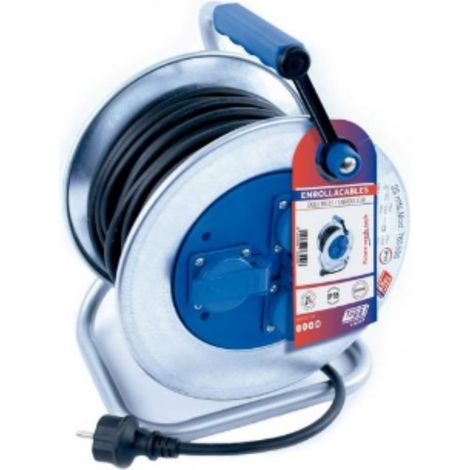 FPLUS prolongador 25mts 3x1.5 met.ip55 , Cable goma/neopreno H07RN-F 3G1,5. 3 Bases (2P+T) con termostato ytapa. Potencia máxima 250V 16A. 3500W. Protección Exterior IP55.Soporte y