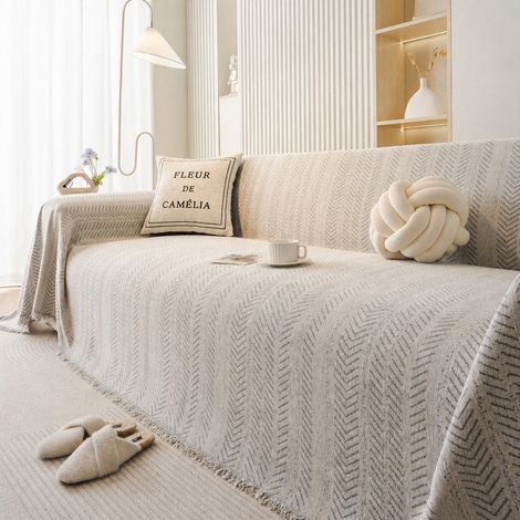 Jeté de canapé en chenille gris motif chevrons 180 x 380 cm pour grand canapé 3 places gris 180 380cm réf 30 × 30 × 8 cm 1,75 kg – Livraison gratuite