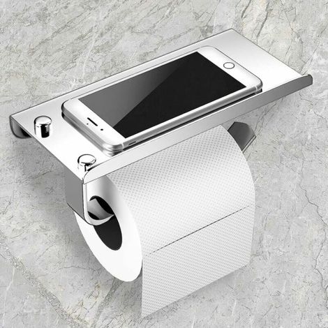 Porte-rouleau de papier toilette mural, support WC en acier inoxydable 304, fixation par vis, distributeur de papier hygiénique pour salle de bain, design robuste et élégant. (1/5)