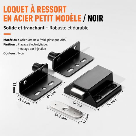 Kit charnière pivot invisible petit modèle en acier laminé à froid noir avec poussoir push-to-open noir 10 × 6 × 2 cm 60 g – Livraison gratuite