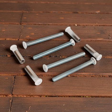 Ouvre&Déco – Lot de 4 vis relieuses M4 x 45 mm – Métal blanc – Fixation pour poignées de porte – Épaisseur 39 à 50 mm