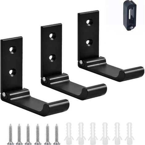 3Pcs Crochet de Suspension Mural en Alliage D'Aluminium Patères Pliables à 90 °, Crochet Pliant Crochet de Porte-Manteau Pliable Vis pour Bureau, Cuisine, Chambre (Noir) (1/5)