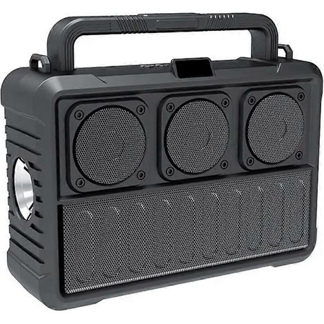 Enceinte Bluetooth sans fil solaire portable avec radio FM, noire (1/5)