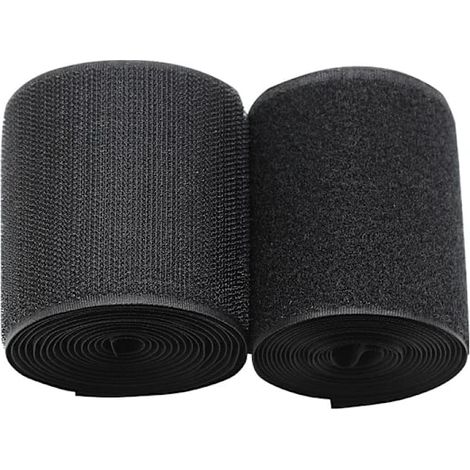 Velcro extra large (10 cm x 2 m), pour coudre des rayures sur tissu, en nylon noir antiadhésif, idéal pour la gestion des câbles, la couture, le bricolage à la maison et au bureau. (1/5)