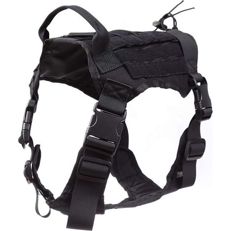 (XL) Harnais tactique pour chiens, harnais pour chiens de service, entraînement, harnais souple réglable pour petits à grands chiens avec poignée