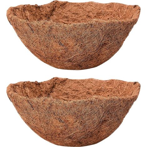 Revêtement en fibre de coco rond pour pots suspendus - 2 pièces 20cm - Remplacement durable et naturel (1/5)