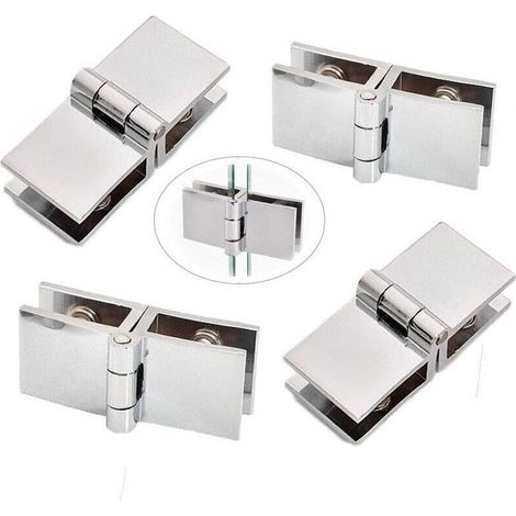 Charnière de porte en verre 4pcs 180 Ḟ, charnière de porte en verre, charnière de porte en verre en alliage de zinc, porte en verre à clip, installation facile et durable pour vitrine, armoire à vin, (1/5)