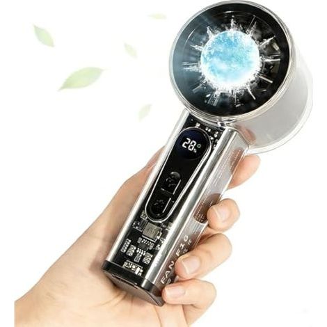 Ventilateur de Poche Portable avec Glacière Intégrée, Batterie 5000mAh - 6 Vitesses, Turbo et Écran LED - Idéal Voyages, Concert et Extérieur (1/5)