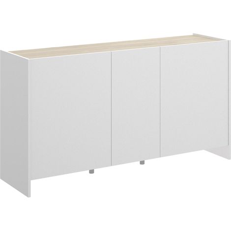 Madia 138 cm bianco opaco e moka chiaro naturale con tre ante - Trani (1/5)