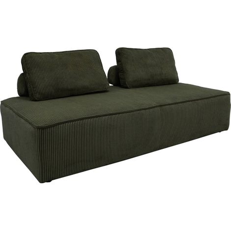 sweeek - 2-Sitzer Sessel für ein modulares Sofa - Cordbezug, Cord, Dunkelgrün