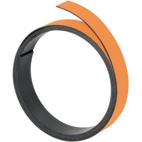 Ruban Magnetique - 1000 x 10 x 1 mm - Orange - Flexible Decoupable - Pour Bricolage Atelier Signalisation - 1 Unite