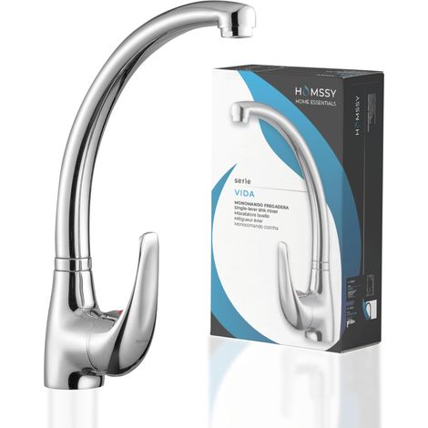 Homssy Grifo de Cocina Monomando Vertical para Fregadero, Grifo de Cocina Clásico, Acabado en Cromo y Latón, Diseño Elegante (1/3)