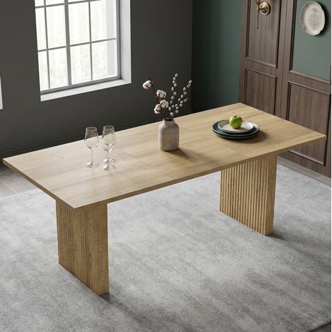 Table extensible 140/200x90 cm rectangulaire chêne OKMYHOME (1/5)