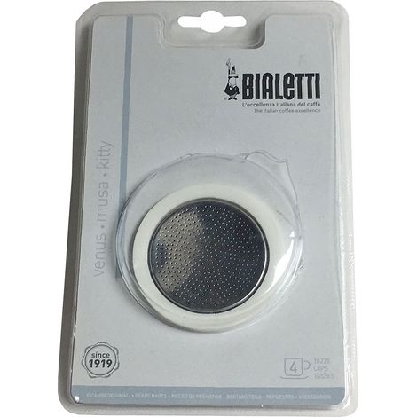 Blister guarnizione + piastra filtro 4 tz inox Bialetti 5370/AP