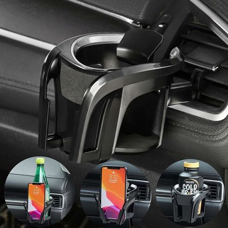 Porte-Gobelet Voiture - Support Téléphone Portable 2 en 1 - Pour Grille D'Aération - Diamètre Max 78 mm - Hauteur Réglable - 1 Pièce (1/5)