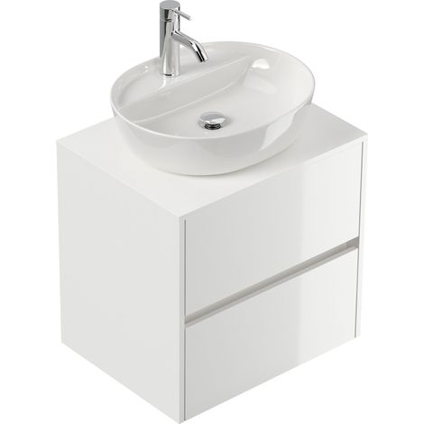 Badmöbel Taifun 60cm mit ovalem Aufsatzwaschbecken weiß Hgl