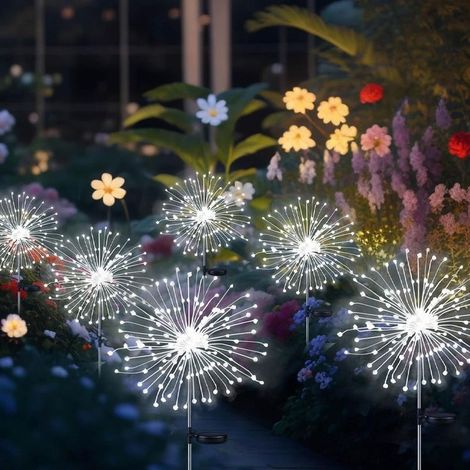 Wasserdichte Solar-LED-Lichterkette mit Feuerwerkseffekt, 200 LEDs, weiß, für Garten, Rasen, Terrasse oder Hof. (1/5)